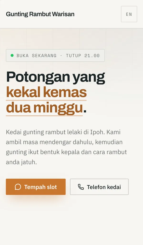 Laman contoh Gunting Rambut Warisan pada telefon